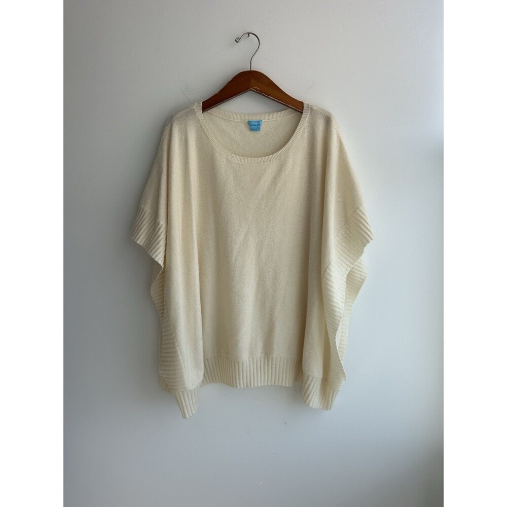 J.McLaughlin Women's 100% Cashmere Oversized Pullover Sweater Cream One Size
